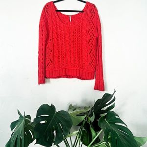 free people red sweater